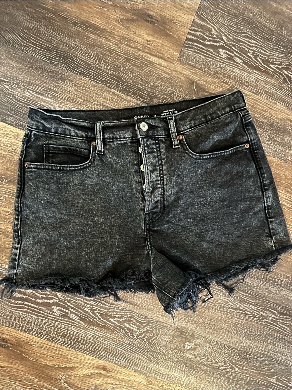 Old Navy Black Washed Denim Cutoff Shorts
